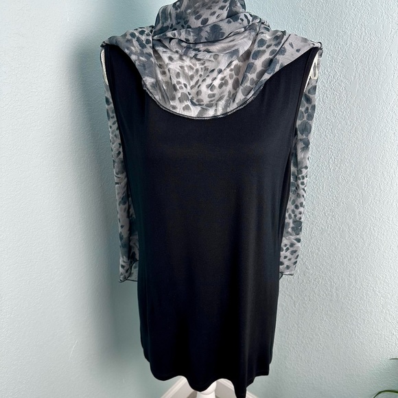 Cha Cha Venta 1X Animal Print Layover Black Sleeveless Tank Scoop Neck - Picture 9 of 12